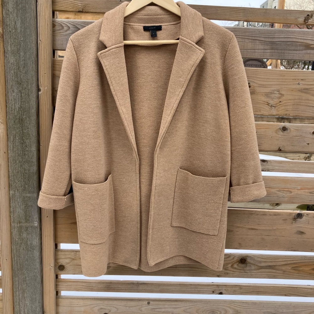 J. Crew Sophie sweater blazer in camel